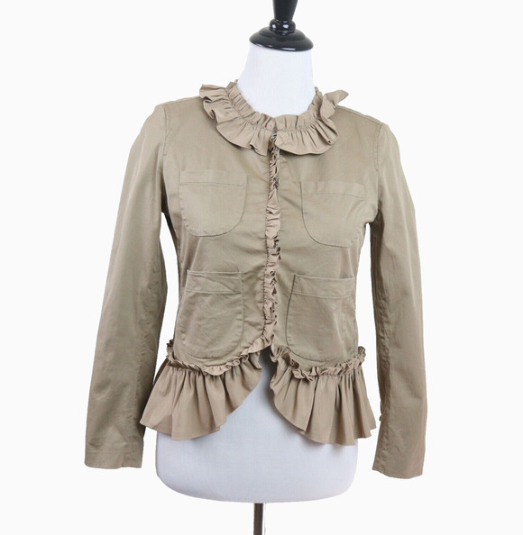 J. Crew Jackets & Blazers - J Crew Size 0 Ruffle Chino Jacket Tan Ridge Khaki Tan G7578 *as is*
